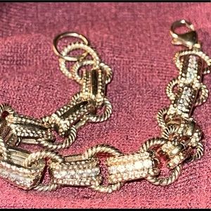 Sterling Silver w/ Gold Vermeil CZ 7" Bracelet